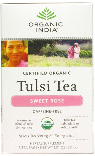 ORGANIC INDIA - Tulsi Sweet Rose Tea - 6 x 18 Tea Bags Sale