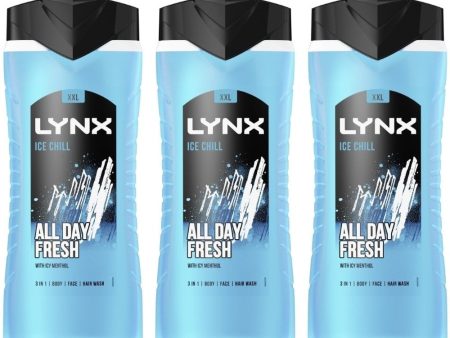 Lynx XXL Ice Chill 3 In 1 Shower Gel Trio 3 x 500ml For Cheap