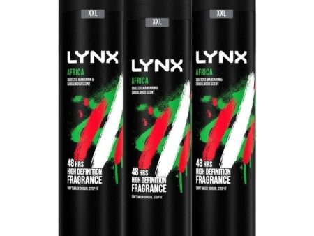 Lynx XXL Africa Deodorant Body Spray Trio 3 x 250ml For Sale