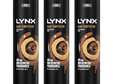 Lynx XXL Dark Temptation Deodorant Body Spray Trio 3 x 250ml For Discount