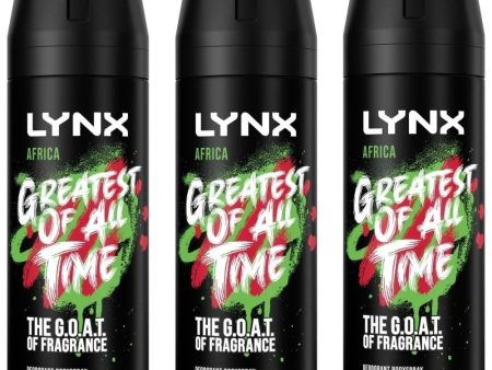 Lynx Africa Deodorant Body Spray Trio 3 x 150ml For Cheap