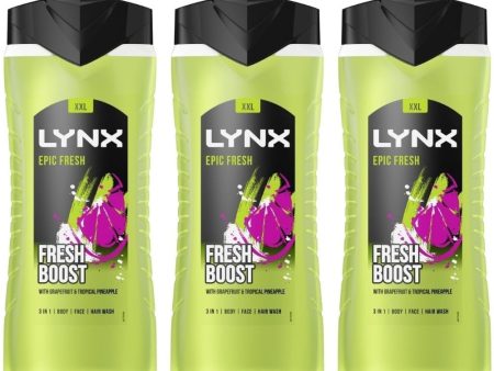 Lynx XXL 3 In 1 Epic Fresh Shower Gel Trio 3 x 500ml For Discount