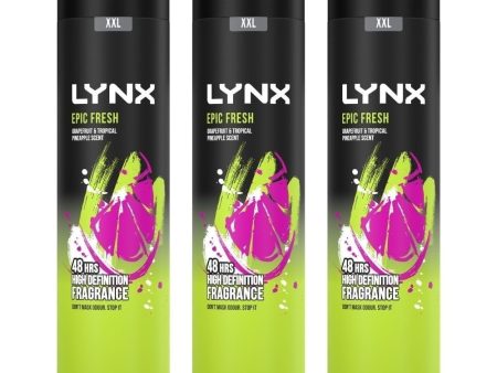 Lynx XXL Epic Fresh Deodorant Body Spray Trio 3 x 250ml Online now