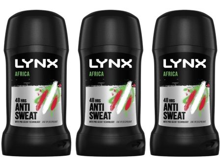 Lynx 48h Africa Anti-Perspirant Stick Trio 3 x 50ml For Sale