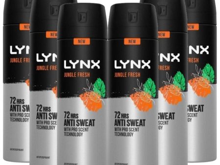 Lynx 72h Jungle Fresh Anti-Perspirant Deodorant Multipack 6 x 150ml For Sale