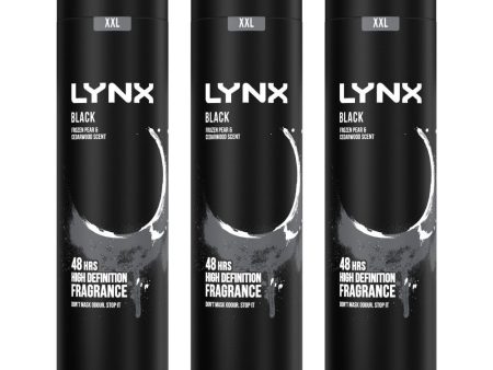 Lynx XXL Black Deodorant Body Spray Trio 3 x 250ml For Discount