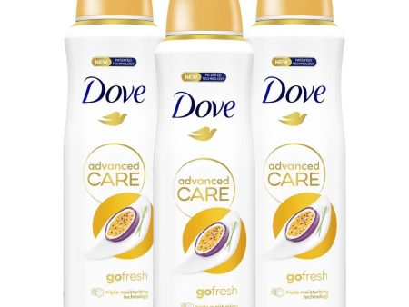 Dove Advanced Care Go Fresh Passion Fruit & Lemongrass Anti-Perspirant Deodorant Trio 3 x 200ml Hot on Sale