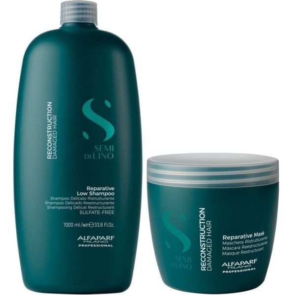 Alfaparf Milano Semi Di Lino Reconstruction Reparative Shampoo 1000ml & Mask 500ml Twin Cheap