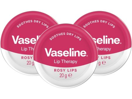 Vaseline Lip Therapy Rosy Lips Lip Balm Tin Trio 3 x 20g Supply