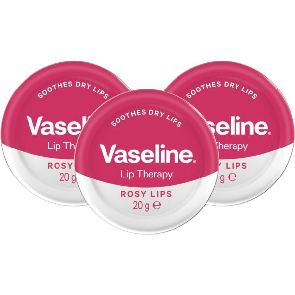 Vaseline Lip Therapy Rosy Lips Lip Balm Tin Trio 3 x 20g Supply