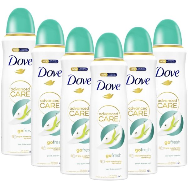 Dove Advanced Care Go Fresh Pear & Aloe Vera Anti-Perspirant Deodorant Multipack 6 x 200ml For Discount