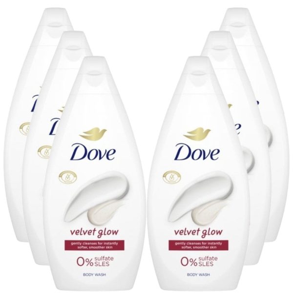 Dove Velvet Glow Body Wash Multipack 6 x 450ml Hot on Sale