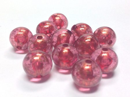 10MM Ruby  Gold Lace  Bead (72 pieces) For Sale