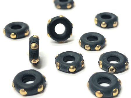 8MM Black Gold  Studded  Ring (12 pieces) For Sale