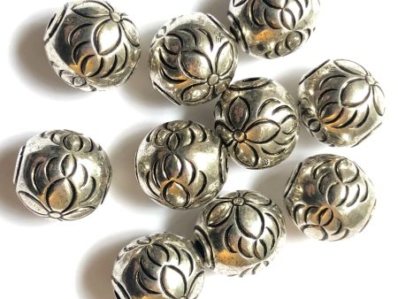 8MM Antique Silver Floral Bead Large 2MM Hole (144 pieces) Supply