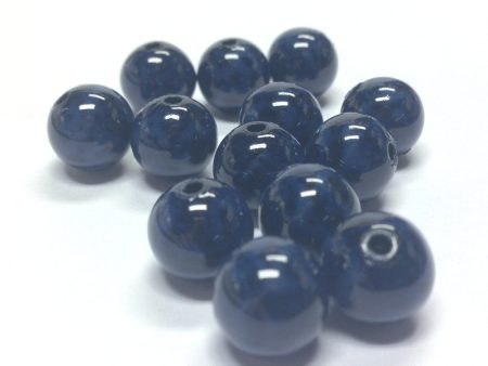 10MM Blue Black Dappled Beads (72 pieces) Online now