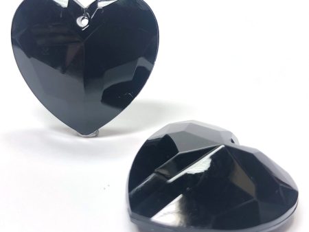 27MM Black Acrylic Faceted Heart Drop (12 pieces) Online