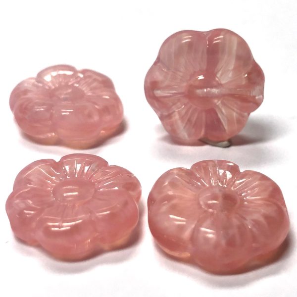 14MM Lt.Pink Quartz Glass Flower Bead (36 pieces) Online