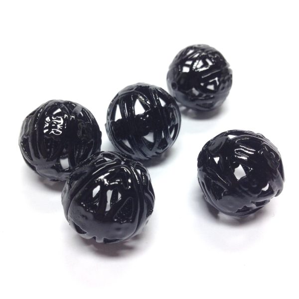 Black Lacquered Brass Filigree Round 18MM Bead (6 pieces) Cheap