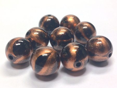 10MM Black Copper  Striate  Bead (36 pieces) Supply