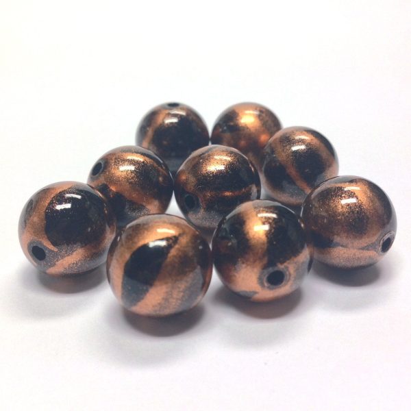 10MM Black Copper  Striate  Bead (36 pieces) Supply