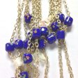 10MM Blue Tombo Glass Barrel Goldtone Beadchain (~10 Ft) (1 pieces) Discount