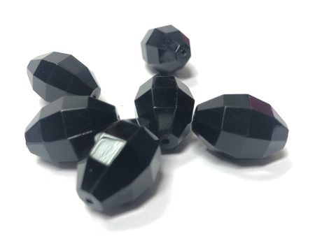 22X15MM Black Faceted Oval Acrylic Bead (36 pieces) on Sale