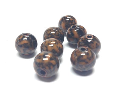 10MM Mustard Black Dappled Beads (72 pieces) on Sale