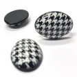 18X13MM Black And White  Houndstooth  Oval Cab (4 pieces) on Sale