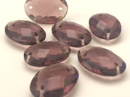 18X13.5MM Amethyst Faceted Glass 2-Hole Oval (36 pieces) Fashion