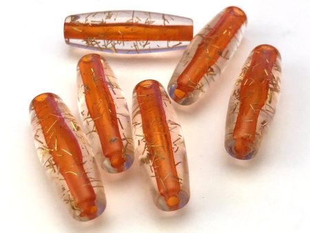 29X10MM Crystal Orange Gold  Spiked  Tube Bead (36 pieces) Online