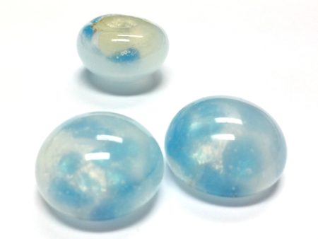 18MM Aqua White Opal Glass Cab (12 pieces) For Cheap