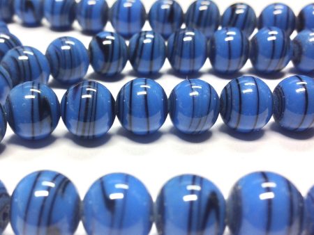 10MM Blue Glass Swirl Beads (100 pieces) Online