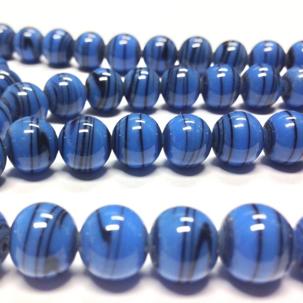 10MM Blue Glass Swirl Beads (100 pieces) Online