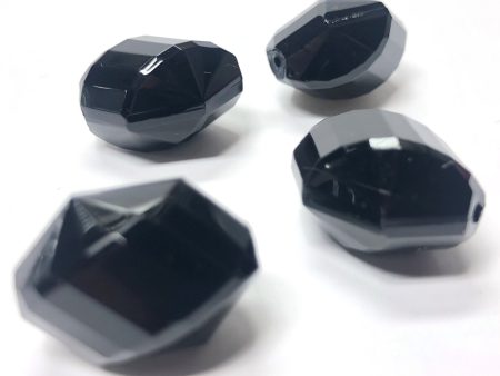 15X11MM Black Faceted Oval Acrylic Bead (72 pieces) For Sale