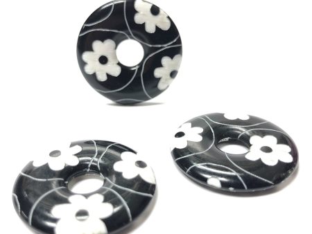 27MM Black White  Daisy  Ring (6 pieces) For Cheap