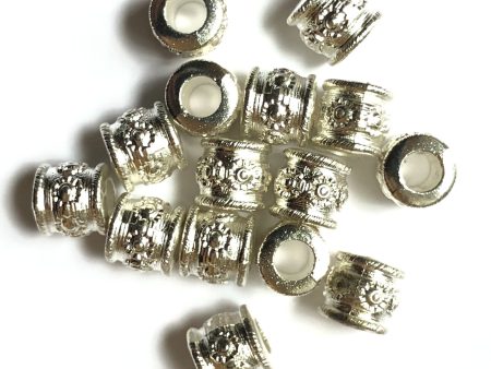 9MM Silver Large 4.6MM Hole Barrel Bead (72 pieces) Cheap