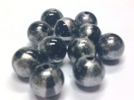 8MM Black Silver  Striate  Bead (72 pieces) Hot on Sale