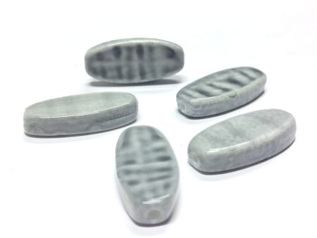 9X21MM Grey  Plaid  Oval Bead (12 pieces) Discount