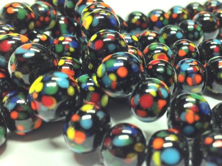 10MM Black Multicolor Round Bead (100 pieces) For Discount