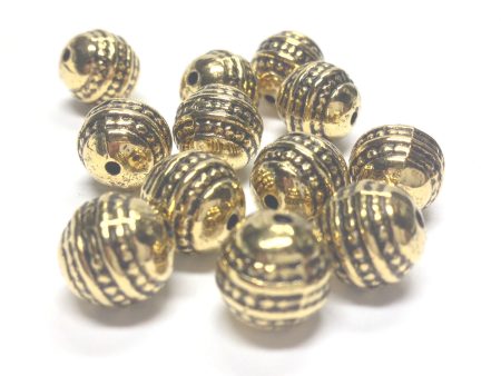 10MM Ant.Ham.Gold Fancy Bead (72 pieces) Fashion