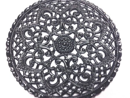 Black Lacquered Brass Filigree 40MM Disc (1 piece) Online now