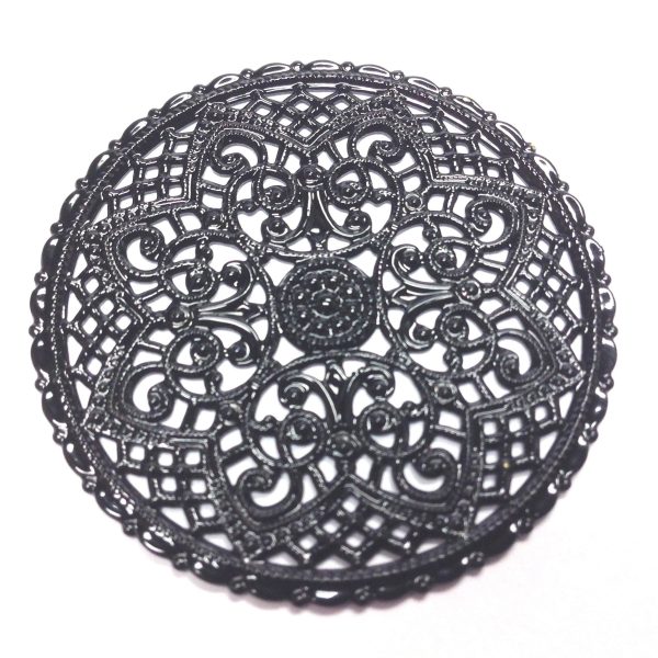 Black Lacquered Brass Filigree 40MM Disc (1 piece) Online now