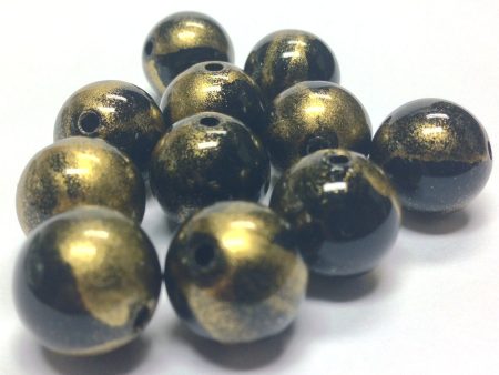 12MM Black Gold  Striate  Bead (36 pieces) Cheap