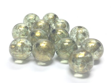 10MM Green  Gold Lace  Bead (72 pieces) Online