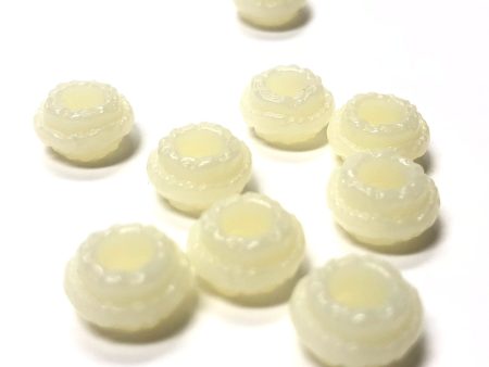 10MM Ivory Silk Acrylic Large 3.8MM Hole Rondel Bead (144 pieces) Online now