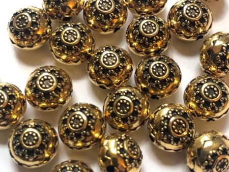 10MM Antique Ham.Gold Fancy Bead (36 pieces) on Sale