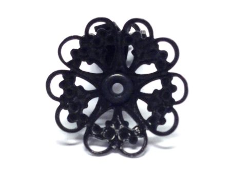 17MM Black Plated Brass Filigree Earclip (4 pieces) Discount