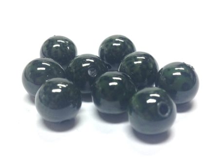 10MM Green Black Dappled Beads (72 pieces) on Sale