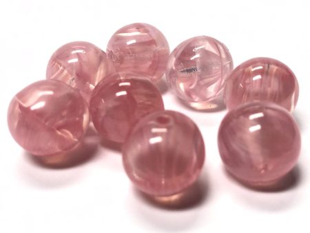 10MM Light Pink Quartz Glass Bead (36 pieces) Supply